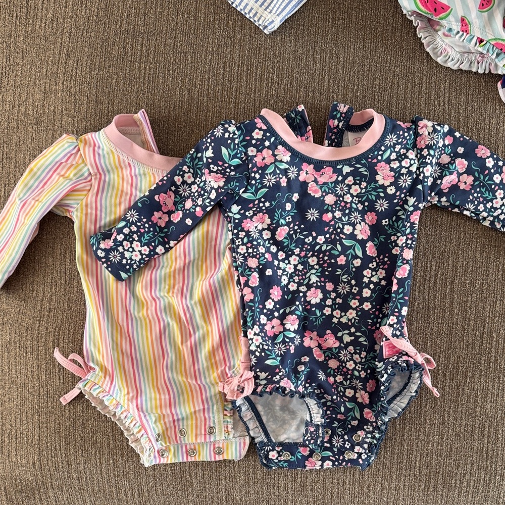 Floral and Striped Kids One Pieces